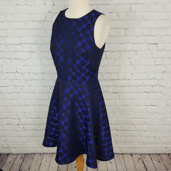 CECE Selena Leopard Blue Black Sleeveless Dress 4 - Picture 2 of 8